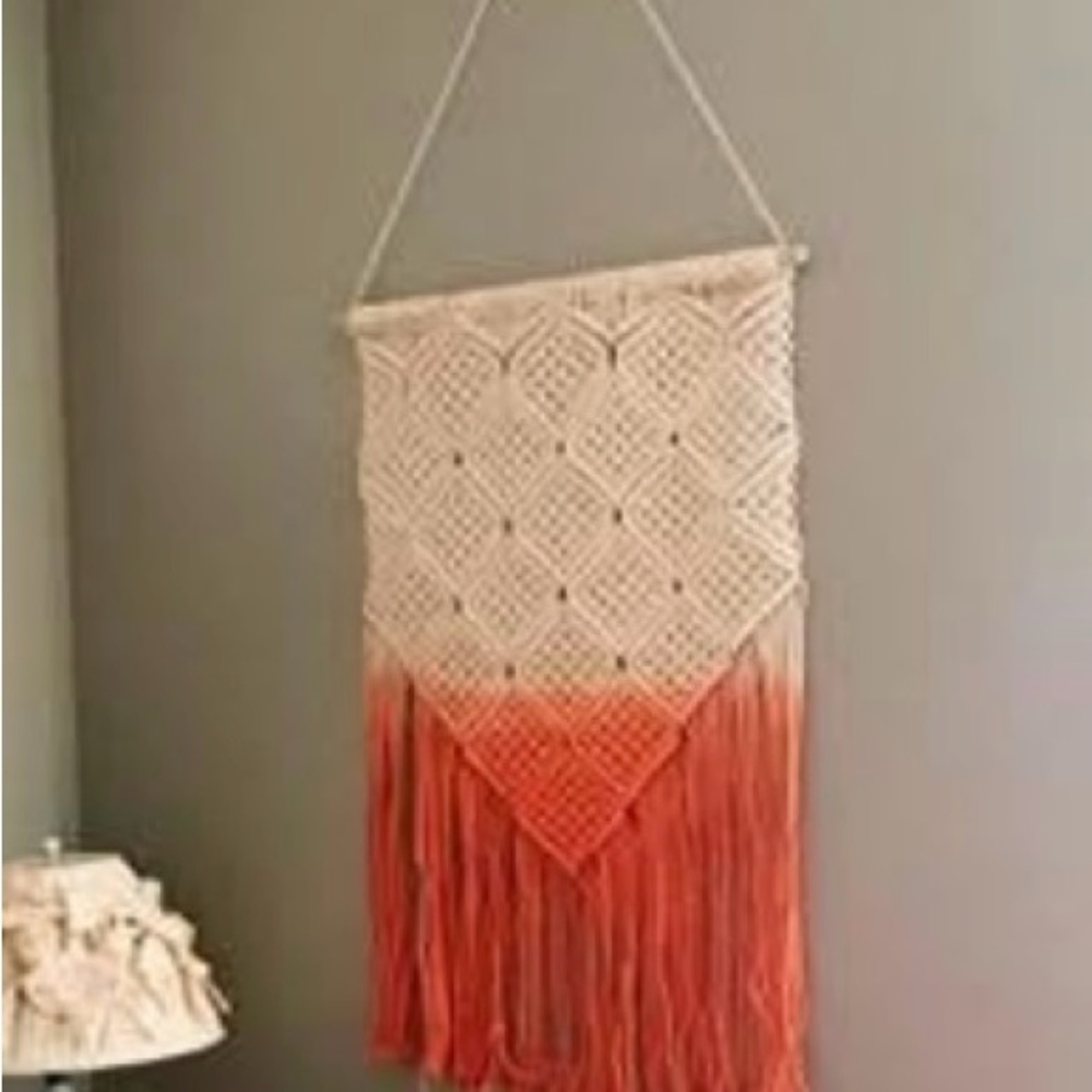 Handcrafted Macramé Wall Hanging in Cream and Orange